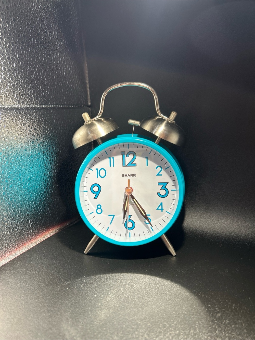 SHARR Retro Twin Bell Wall Clock in Turquoise